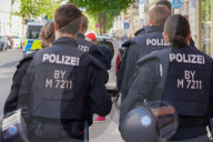 Police Patrol Unit On Duty In Central Munich