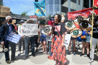 Anti-Tesla And Anti-Elon Musk Protest In Front Of Tesla Showroom At 860 Washington Street