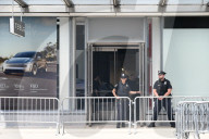 Anti-Tesla And Anti-Elon Musk Protest In Front Of Tesla Showroom At 860 Washington Street