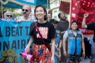 Protesters Rally At Tesla Dealership And March To Billionaires’ Offices In Manhattan