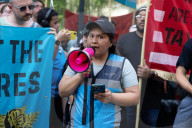 Protesters Rally At Tesla Dealership And March To Billionaires’ Offices In Manhattan