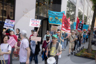 Protesters Rally At Tesla Dealership And March To Billionaires’ Offices In Manhattan