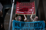 Protesters Rally At Tesla Dealership And March To Billionaires’ Offices In Manhattan