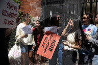 Protesters Rally At Tesla Dealership And March To Billionaires’ Offices In Manhattan