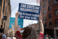 Protesters Rally At Tesla Dealership And March To Billionaires’ Offices In Manhattan
