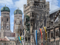 Tourists And Locals At Marienplatz In Front Of Munich’s New Town Hall