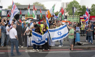 Stop The Hate pro-Israel rally countering the anti-Jewish, pro-Palestine protest at Swiss Cottage, London, Great Britain 
15th February 2025