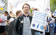 Stop The Hate pro-Israel rally countering the anti-Jewish, pro-Palestine protest at Swiss Cottage, London, Great Britain 
15th February 2025