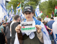 Stop The Hate pro-Israel rally countering the anti-Jewish, pro-Palestine protest at Swiss Cottage, London, Great Britain 
15th February 2025