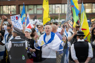 Stop The Hate pro-Israel rally countering the anti-Jewish, pro-Palestine protest at Swiss Cottage, London, Great Britain 
15th February 2025