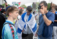 Stop The Hate pro-Israel rally countering the anti-Jewish, pro-Palestine protest at Swiss Cottage, London, Great Britain 
15th February 2025