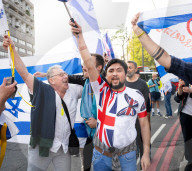 Stop The Hate pro-Israel rally countering the anti-Jewish, pro-Palestine protest at Swiss Cottage, London, Great Britain 
15th February 2025