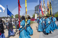 Royal Guard Patrol Ceremony Held At Gyeongbokgung Palace In Seoul