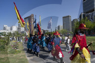 Royal Guard Patrol Ceremony Held At Gyeongbokgung Palace In Seoul