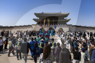 Royal Guard Patrol Ceremony Held At Gyeongbokgung Palace In Seoul