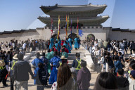 Royal Guard Patrol Ceremony Held At Gyeongbokgung Palace In Seoul