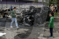 Aftermath Of A Russian Overnight Drone Strike On A Residential District In Kyiv