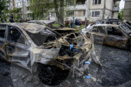 Aftermath Of A Russian Overnight Drone Strike On A Residential District In Kyiv
