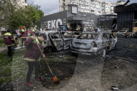 Aftermath Of A Russian Overnight Drone Strike On A Residential District In Kyiv