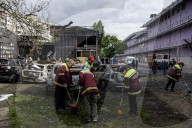 Aftermath Of A Russian Overnight Drone Strike On A Residential District In Kyiv