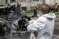Aftermath Of A Russian Overnight Drone Strike On A Residential District In Kyiv