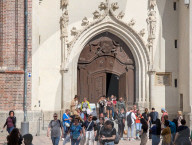 Visitors At Frauenkirche Cathedral In Munich