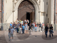Visitors At Frauenkirche Cathedral In Munich