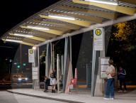 Bus Station Fuerstenried West In Munich At Night
