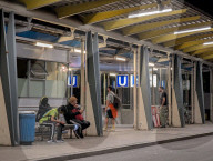 Bus Station Fuerstenried West In Munich At Night