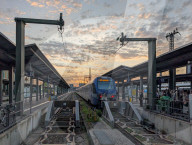 Windshield Of A BRB Regional Train To Salzburg Being Cleaned During Sunset At Munich Central Station