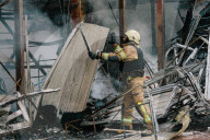 Fire At The Market As A Result Of A Russian Attack On Kharkiv.
