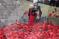 Queen Camilla views a new display of ceramic poppies