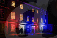 Landmarks Illuminated for VE Day 80 Celebrations in London, UK.