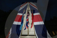 Landmarks Illuminated for VE Day 80 Celebrations in London, UK.
