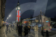 Landmarks Illuminated for VE Day 80 Celebrations in London, UK.