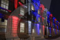 Landmarks Illuminated for VE Day 80 Celebrations in London, UK.