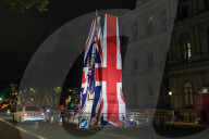 Landmarks Illuminated for VE Day 80 Celebrations in London, UK.