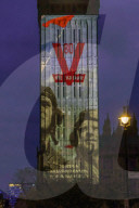 Landmarks Illuminated for VE Day 80 Celebrations in London, UK.