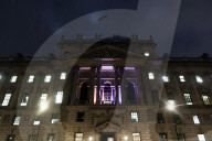 Landmarks Illuminated for VE Day 80 Celebrations in London, UK.
