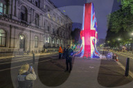 Landmarks Illuminated for VE Day 80 Celebrations in London, UK.