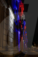 Landmarks Illuminated for VE Day 80 Celebrations in London, UK.