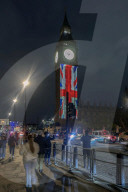 Landmarks Illuminated for VE Day 80 Celebrations in London, UK.