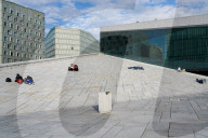 Visitors Relax On The Roof Of The Oslo Opera House
