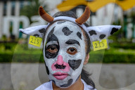 Animal Rights Protest Outside Bank Mandiri Headquarter