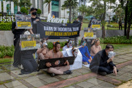 Animal Rights Protest Outside Bank Mandiri Headquarter