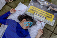 Animal Rights Protest Outside Bank Mandiri Headquarter