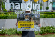 Animal Rights Protest Outside Bank Mandiri Headquarter
