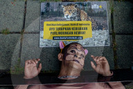 Animal Rights Protest Outside Bank Mandiri Headquarter