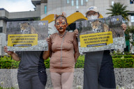 Animal Rights Protest Outside Bank Mandiri Headquarter