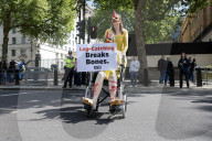 PETA Injured 'Chickens' Protest Whitehall in London, UK.